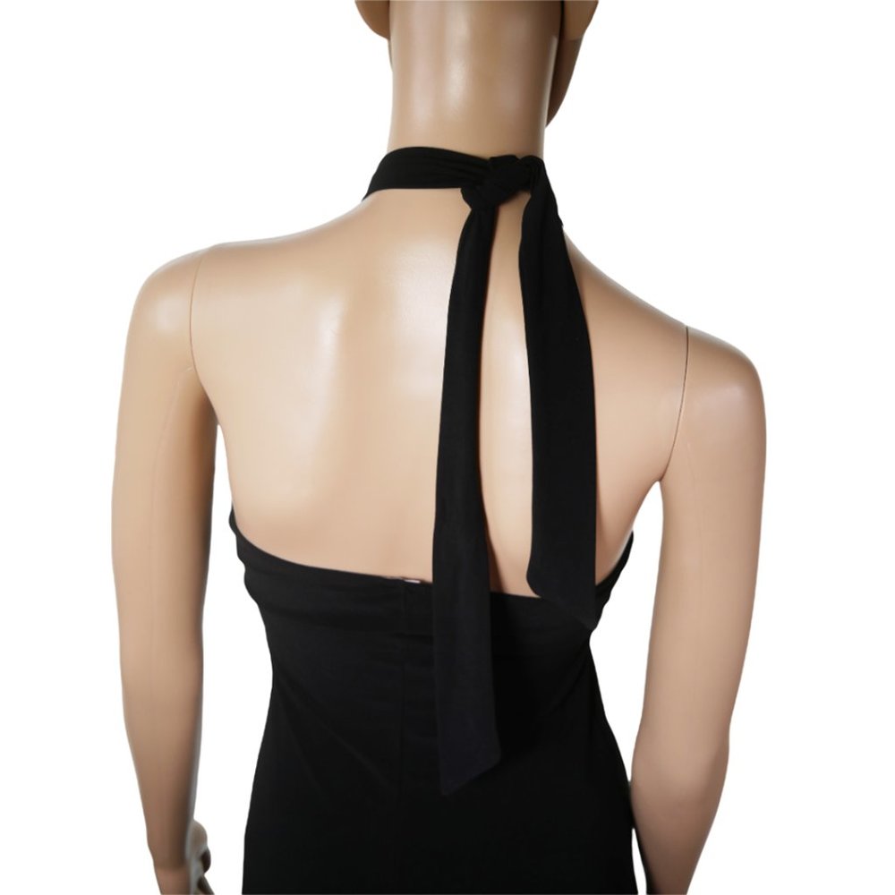 Celine Black and White Floral Keyhole Front Halter Dress Size: Small - Picture 7 of 9
